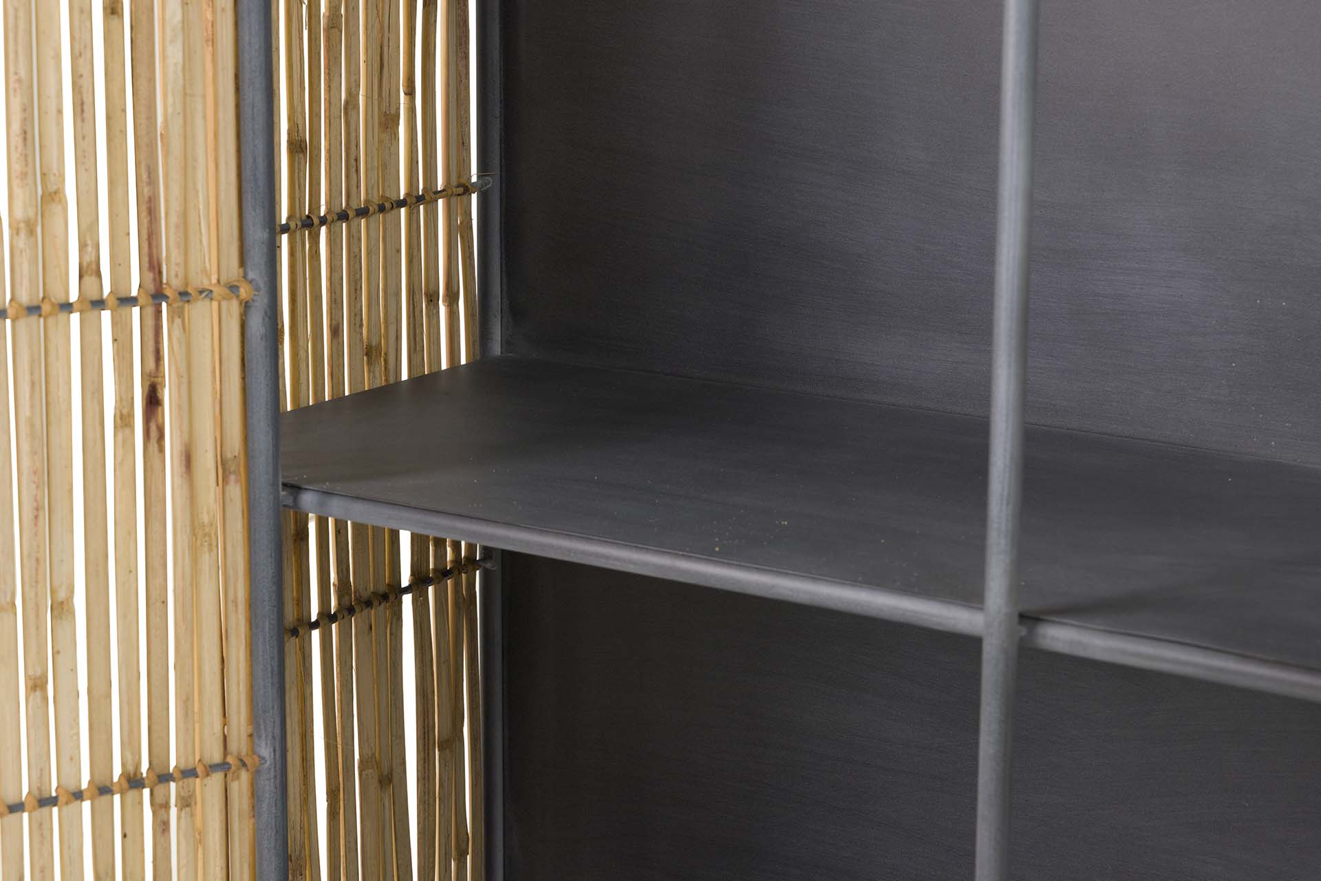 LIBRERO METAL BAMBU AZUL MARRON 65x31x186 CM