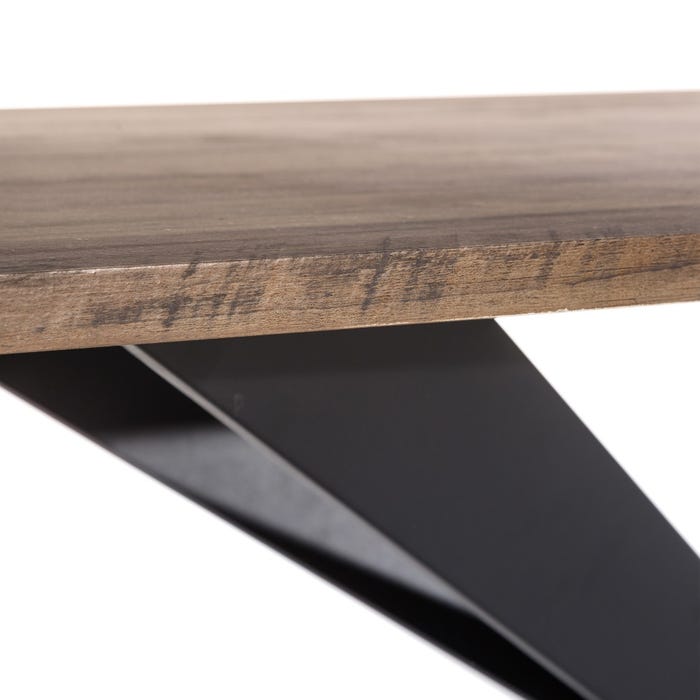 Mesa Comedor Negro-Marrón Metal / Mdf 180 X 93 X 75 Cm