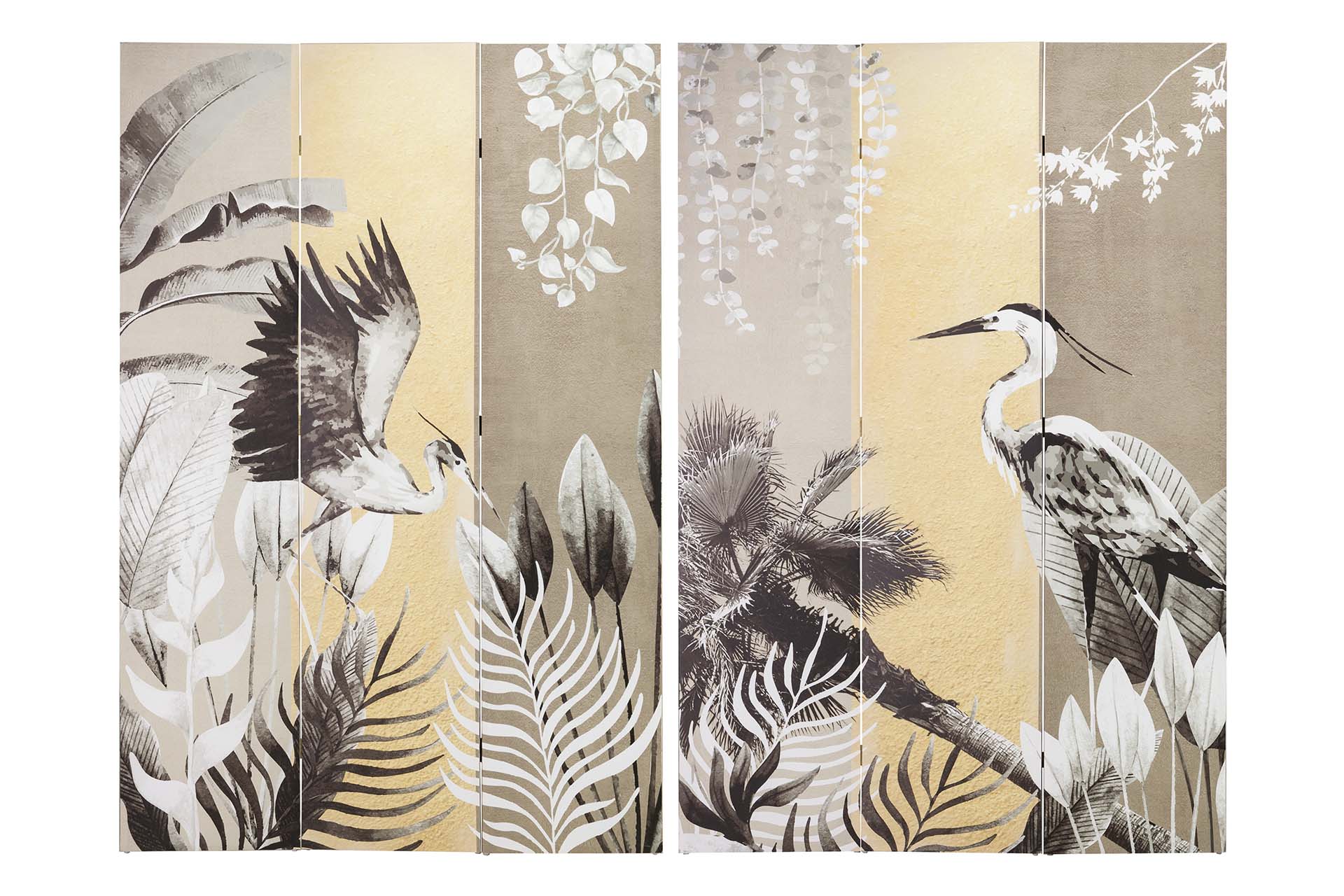 BIOMBO LIENZO GARZAS 120x3x180 CM