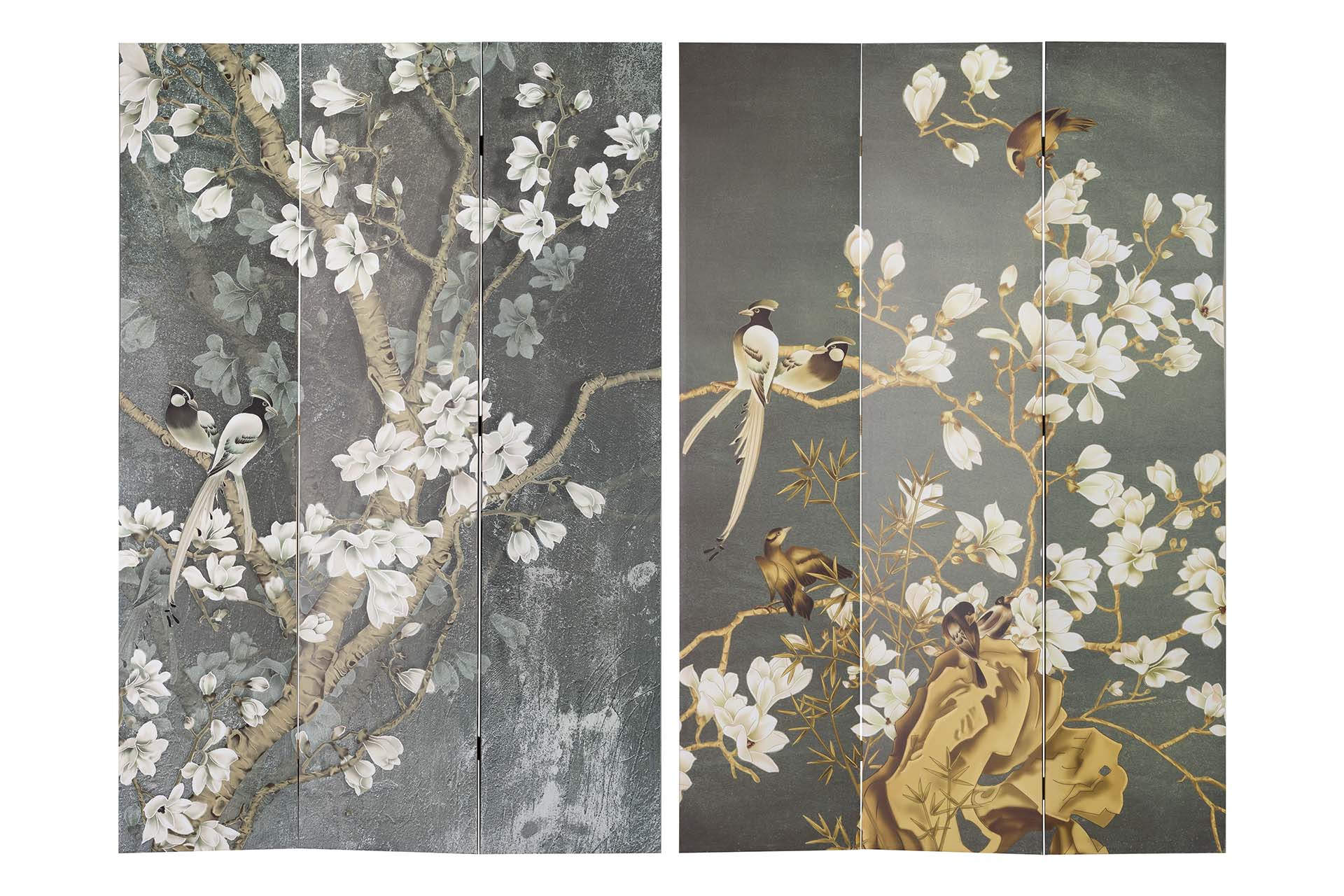 BIOMBO LIENZO PAJAROS 120x3x180 CM