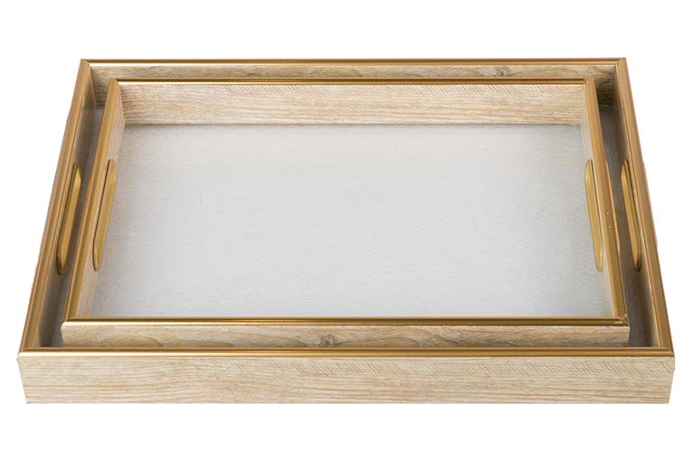 SET 2 BANDEJAS CRISTAL PU 40x30x5 35x25x5 CM