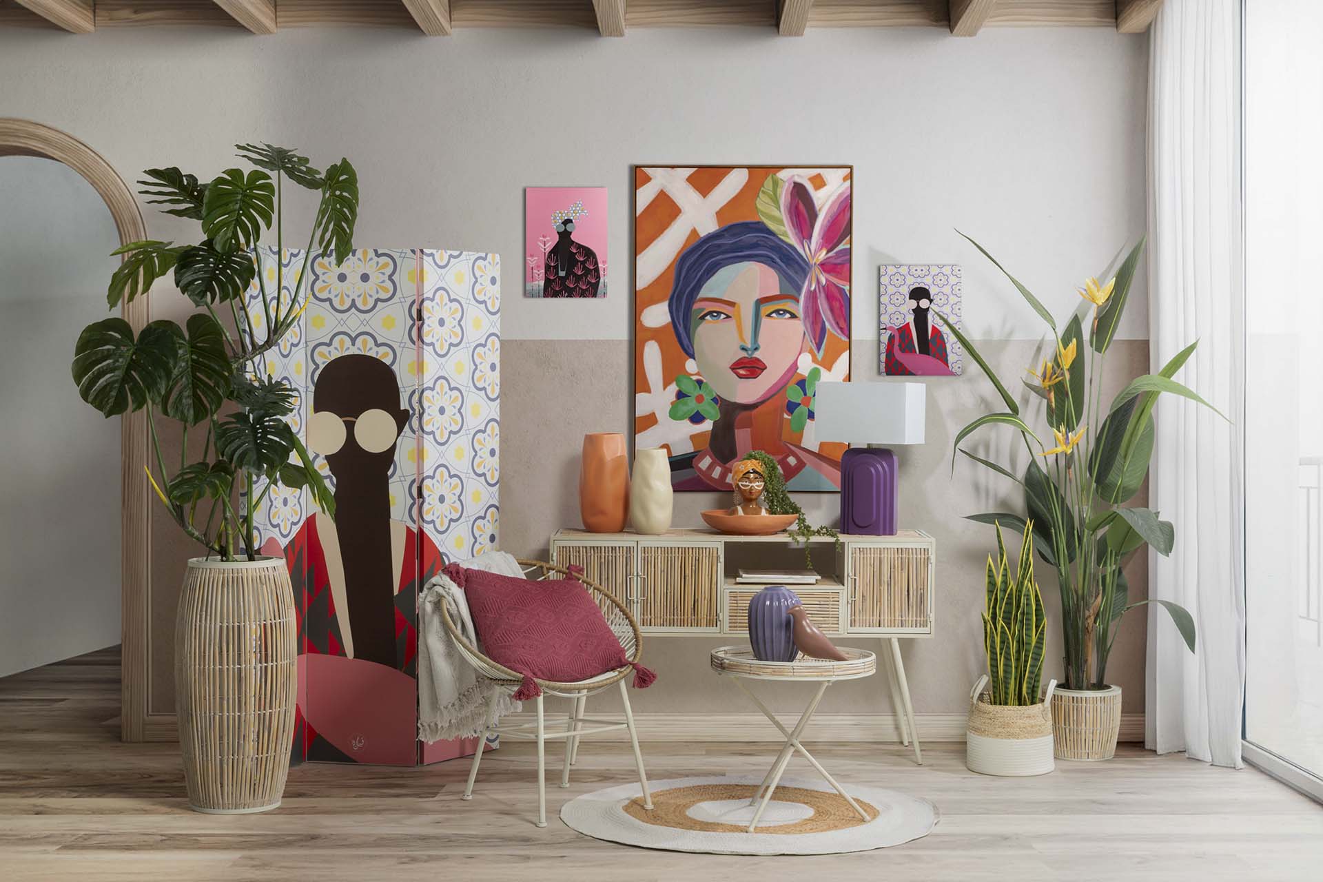 BIOMBO LIENZO MUJER 120x3x180 CM