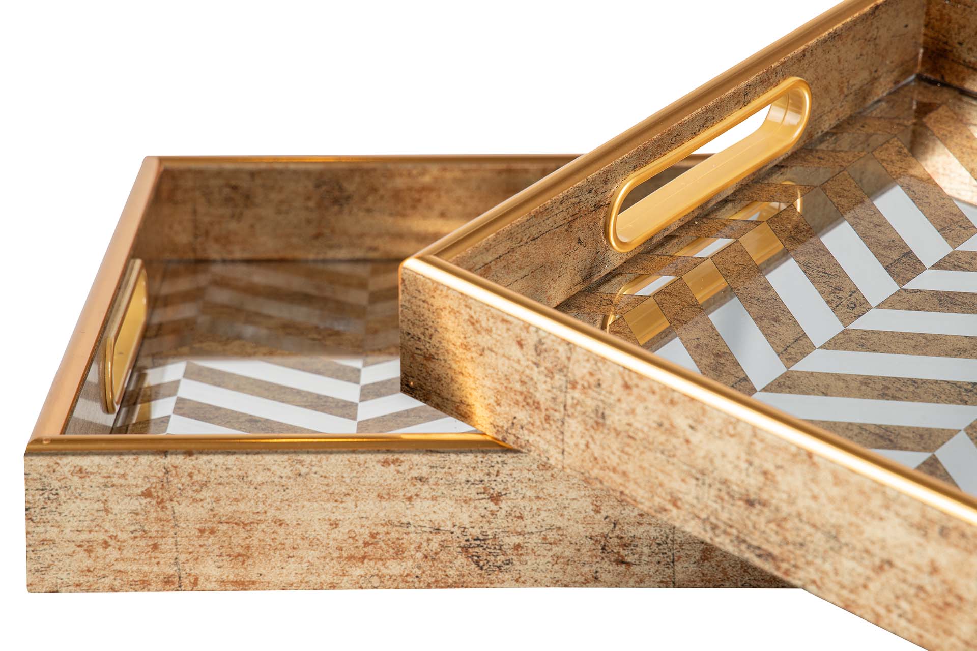SET 2 BANDEJAS CRISTAL PU 40x30x5 35x25x5 CM