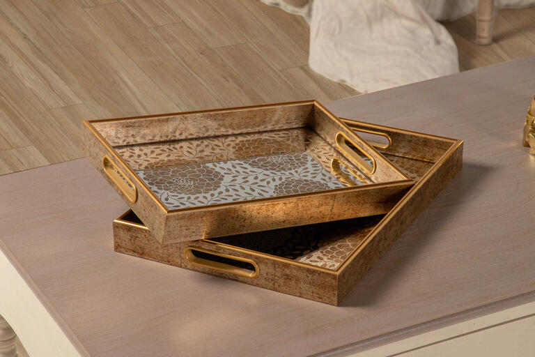 SET 2 BANDEJAS CRISTAL PU 40x30x5 35x25x5 CM