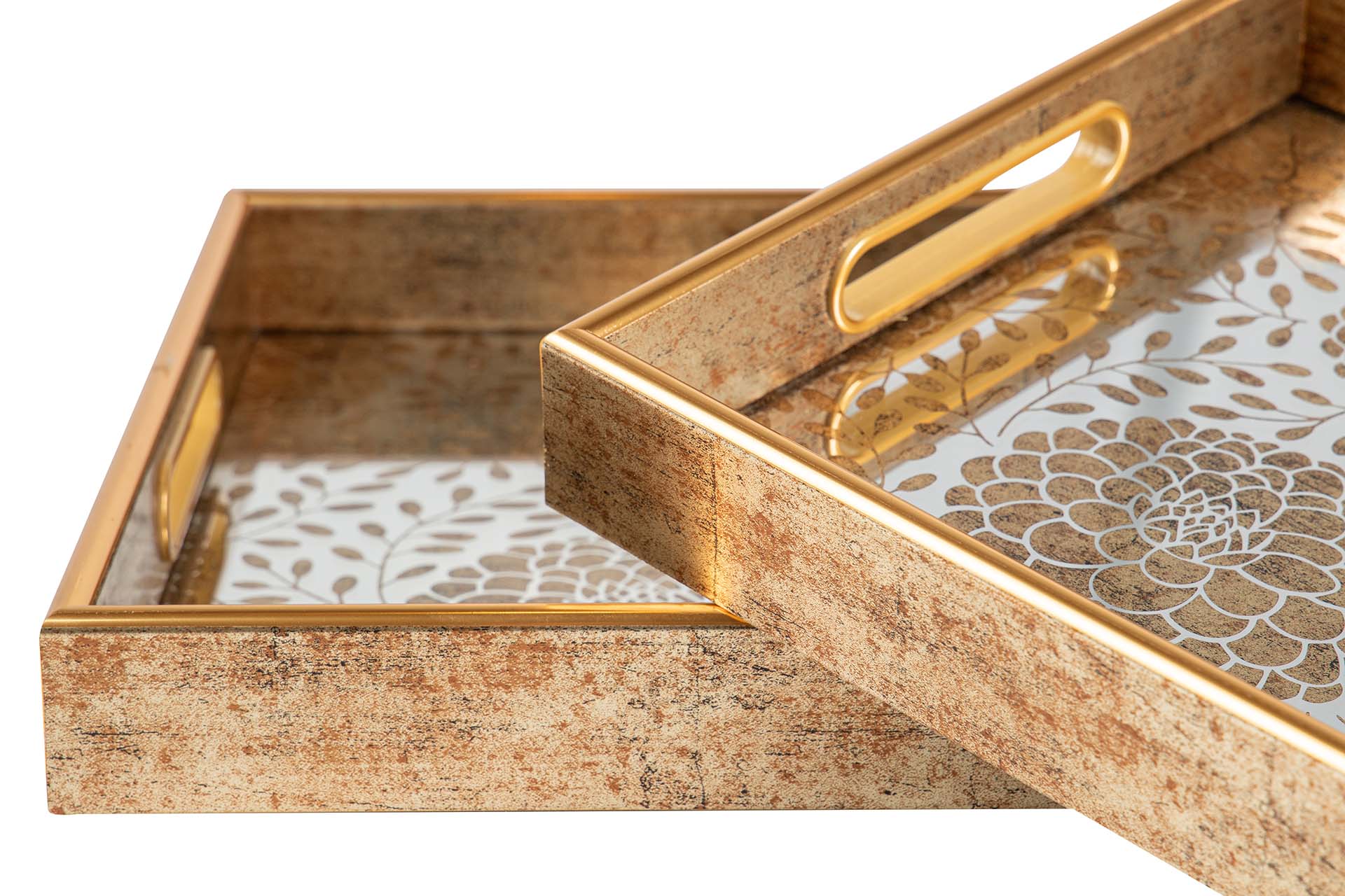 SET 2 BANDEJAS CRISTAL PU 40x30x5 35x25x5 CM