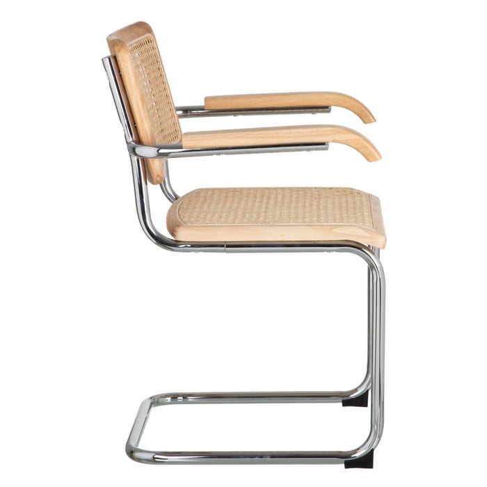 Silla Natural Madera / Metal Salón 63 X 48 X 80 Cm