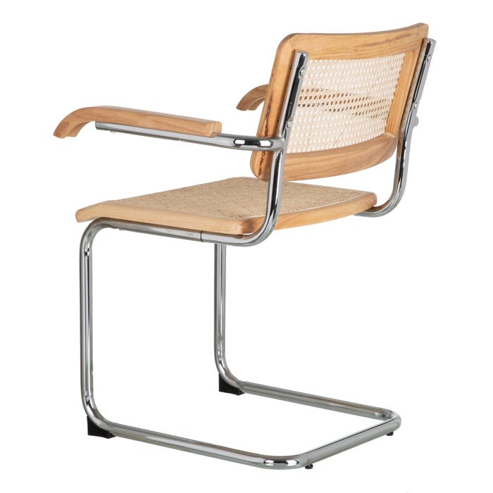 Silla Natural Madera / Metal Salón 63 X 48 X 80 Cm