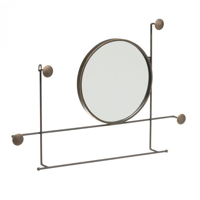 Toallero Espejo Bronce Metal Decoración 84,50 X 8 X 58,50 Cm