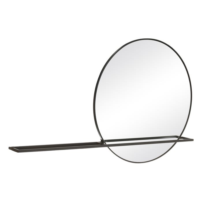 Espejo Estante Negro Metal-Cristal 120 X 10 X 70 Cm