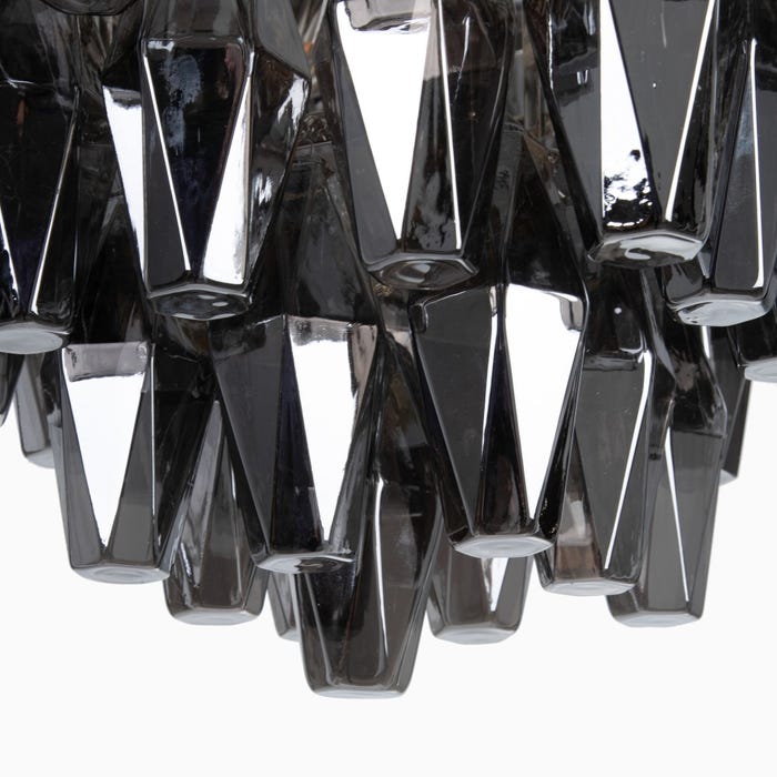 Silver Metal-Glass Ceiling Lamp 58 X 58 X 44 Cm
