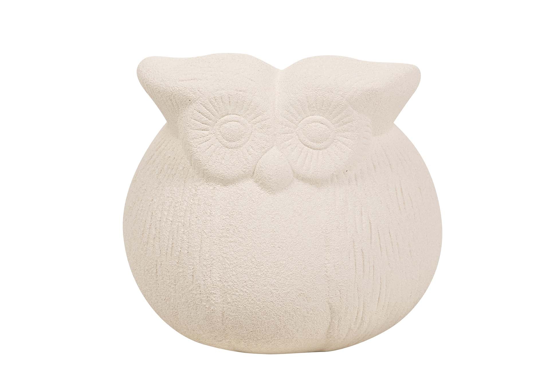 FIGURA BUHO CERAMICA BEIGE 19x19x19 CM