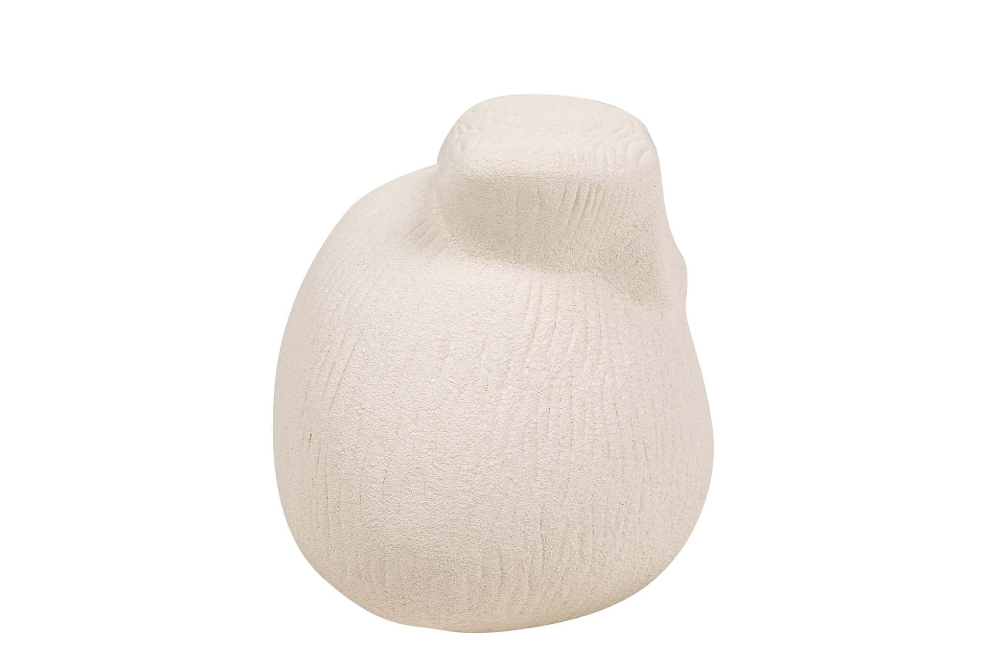 FIGURA BUHO CERAMICA BEIGE 19x19x19 CM