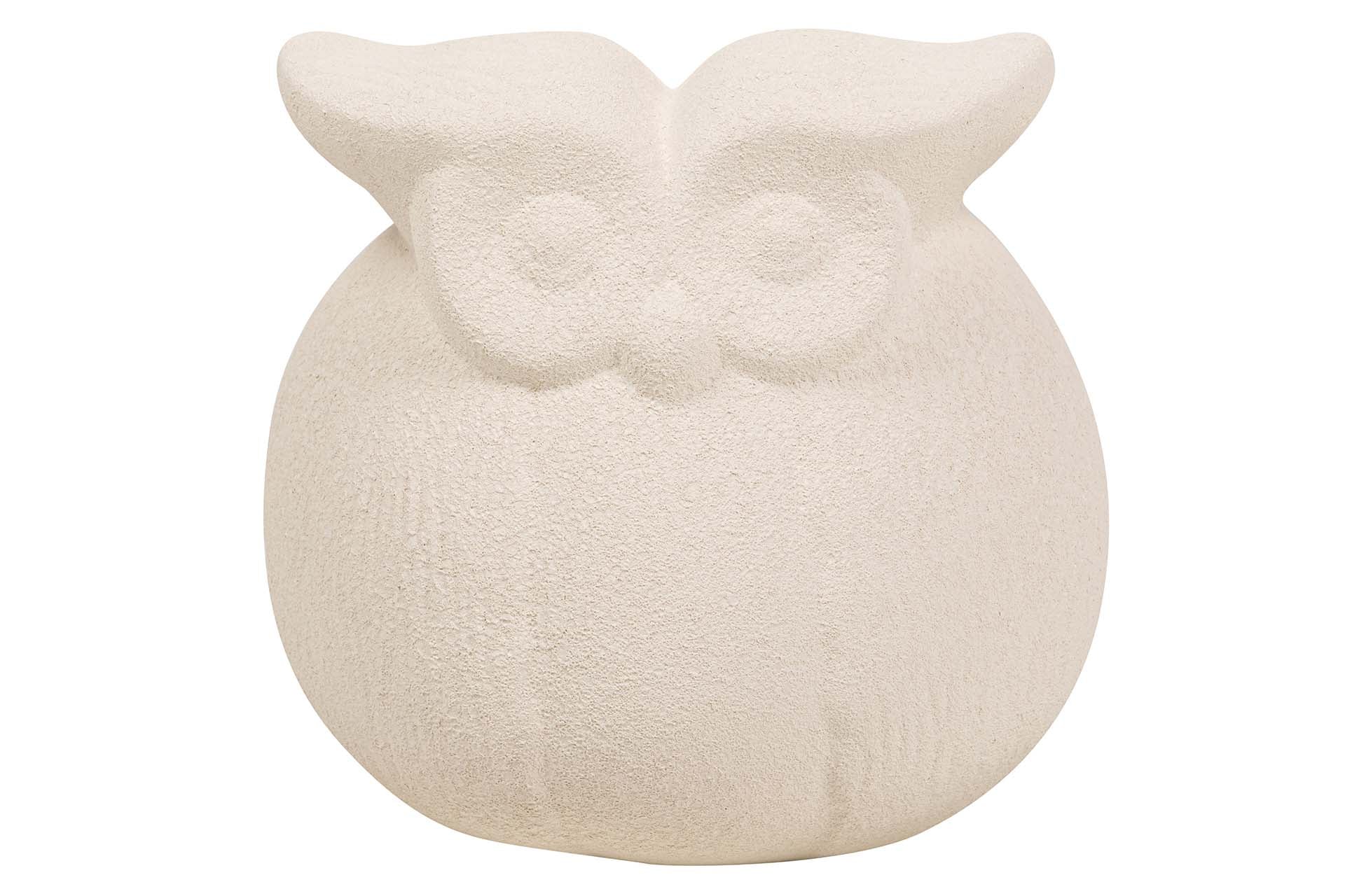 FIGURA BUHO CERAMICA BEIGE 21x21x21 CM