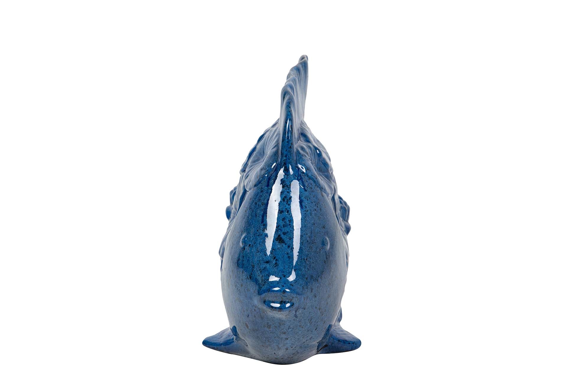 FIGURA PEZ CERAMICA AZUL 30x24x10 CM