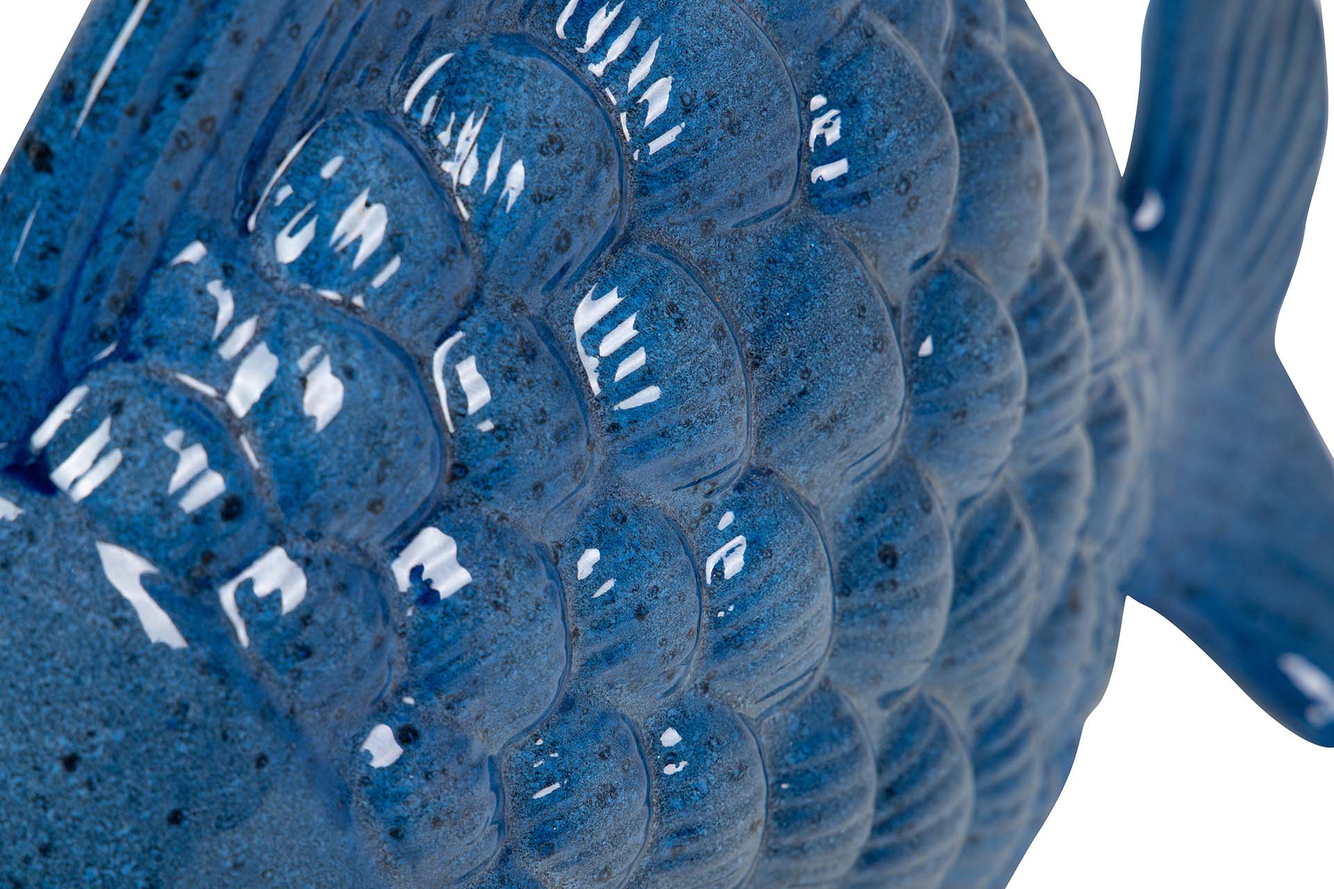 FIGURA PEZ CERAMICA AZUL 34x29x11 CM