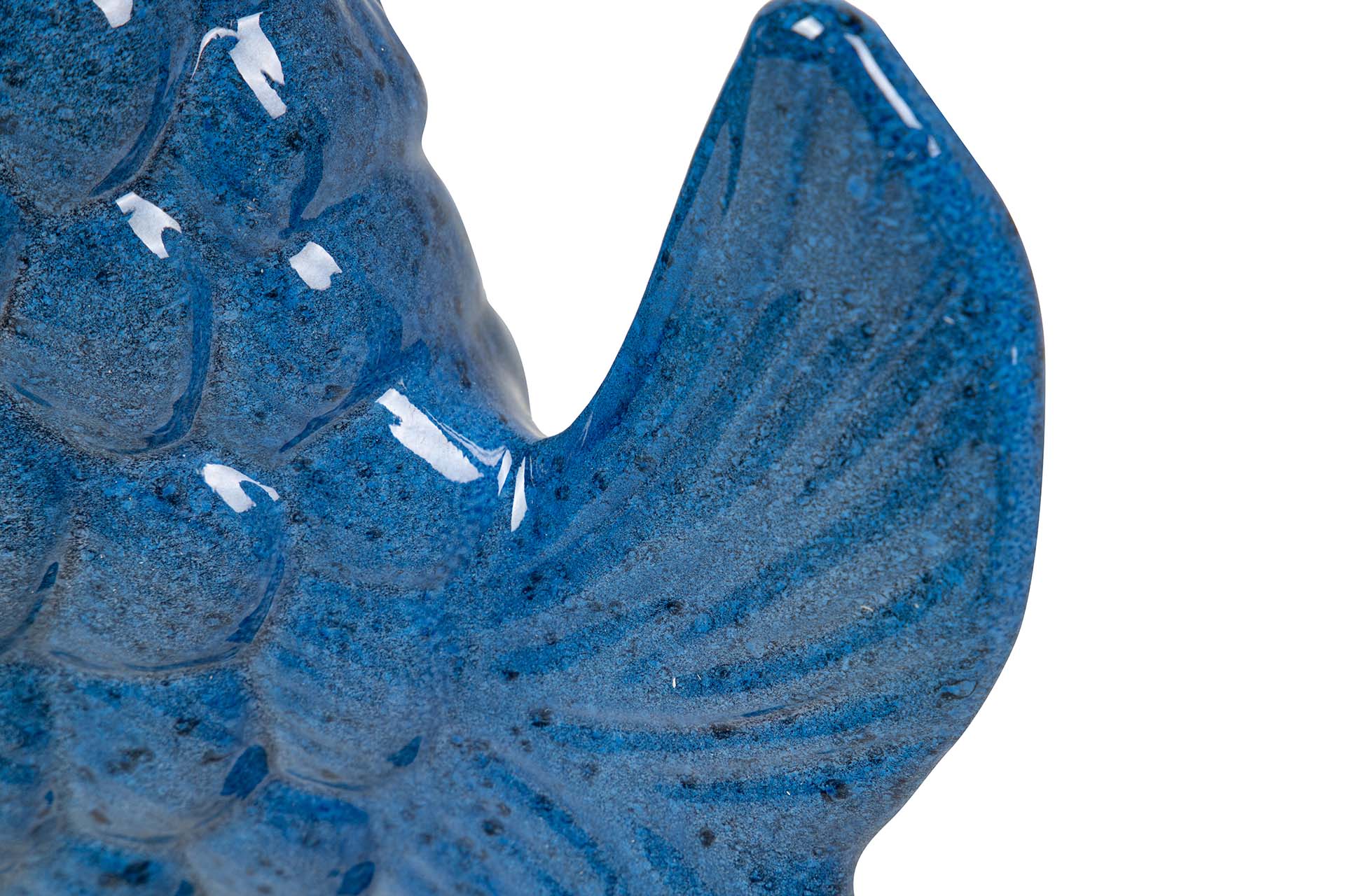 FIGURA PEZ CERAMICA AZUL 34x29x11 CM