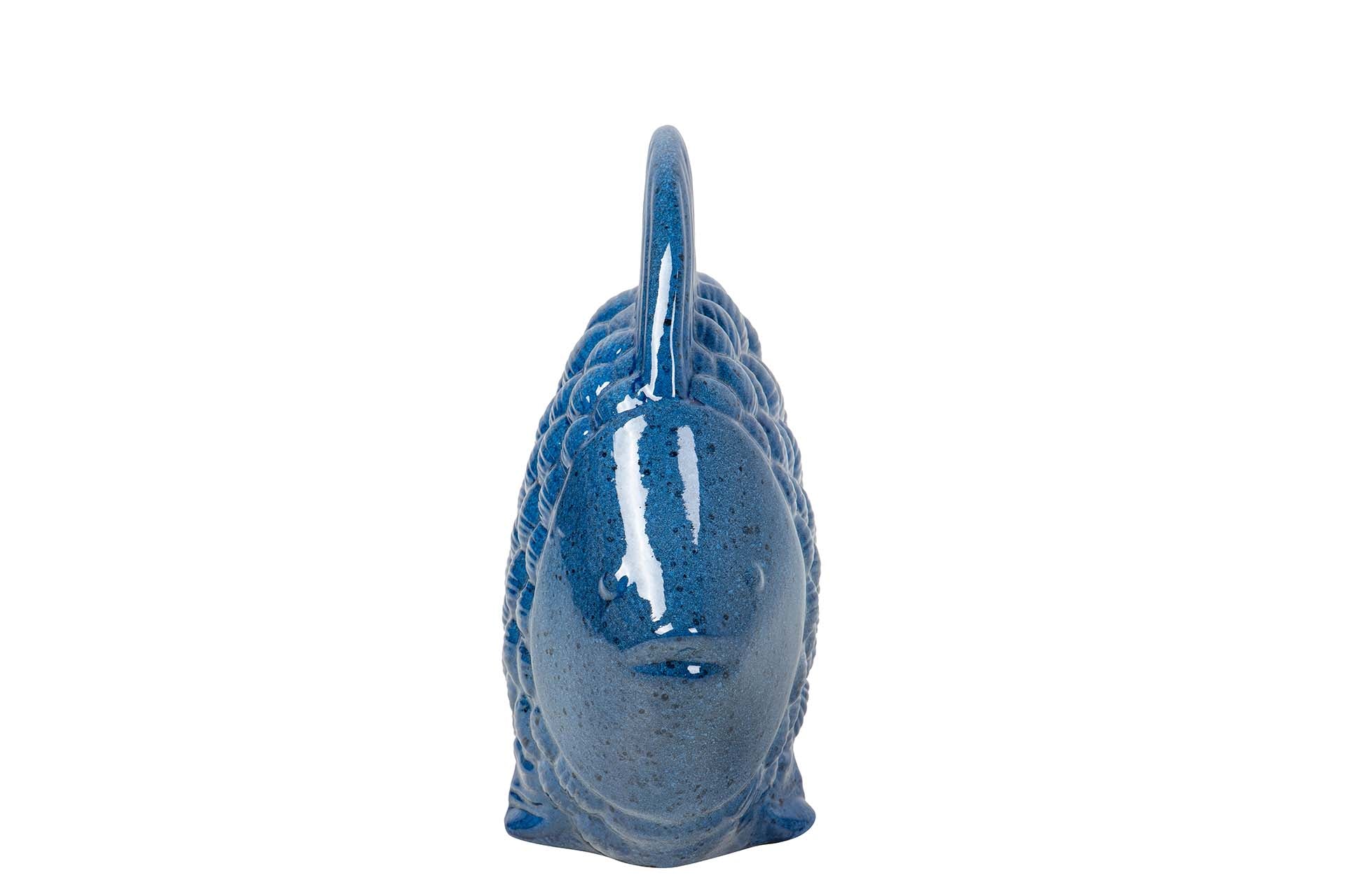FIGURA PEZ CERAMICA AZUL 30x24x10 CM