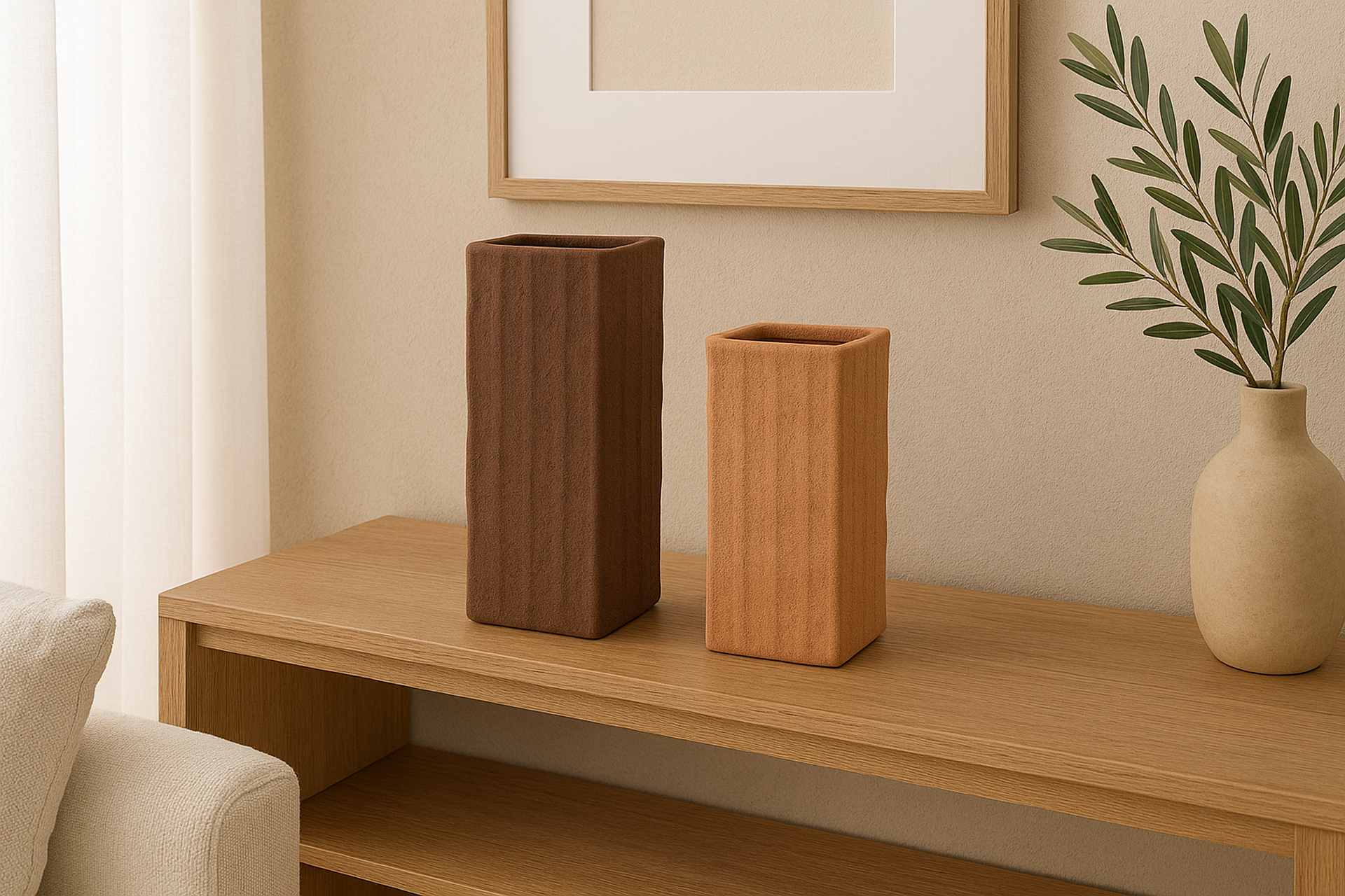 JARRON CERAMICA MARRON 14x14x41 CM