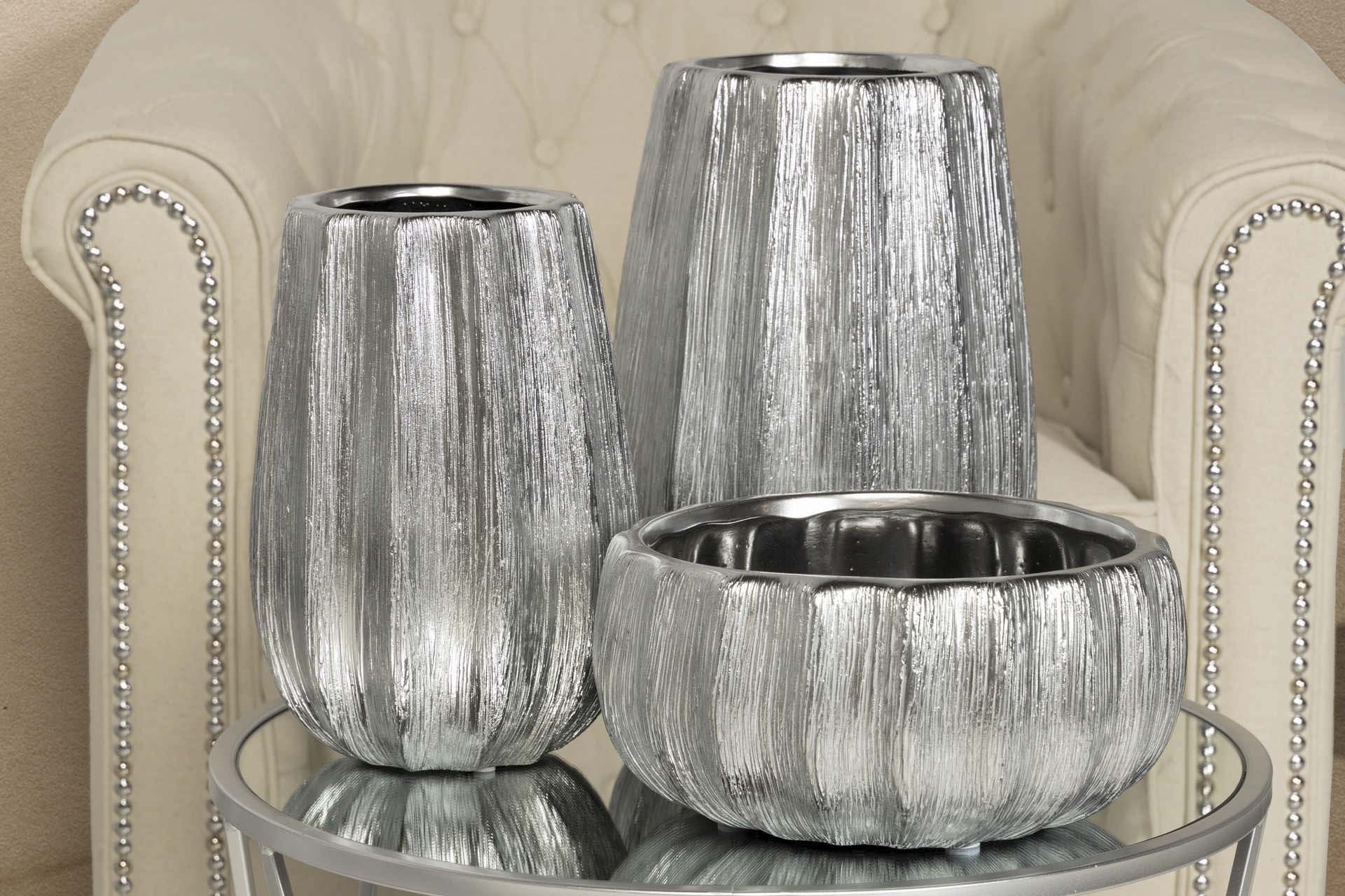 SILVER CERAMIC VASE 18x18x26 CM