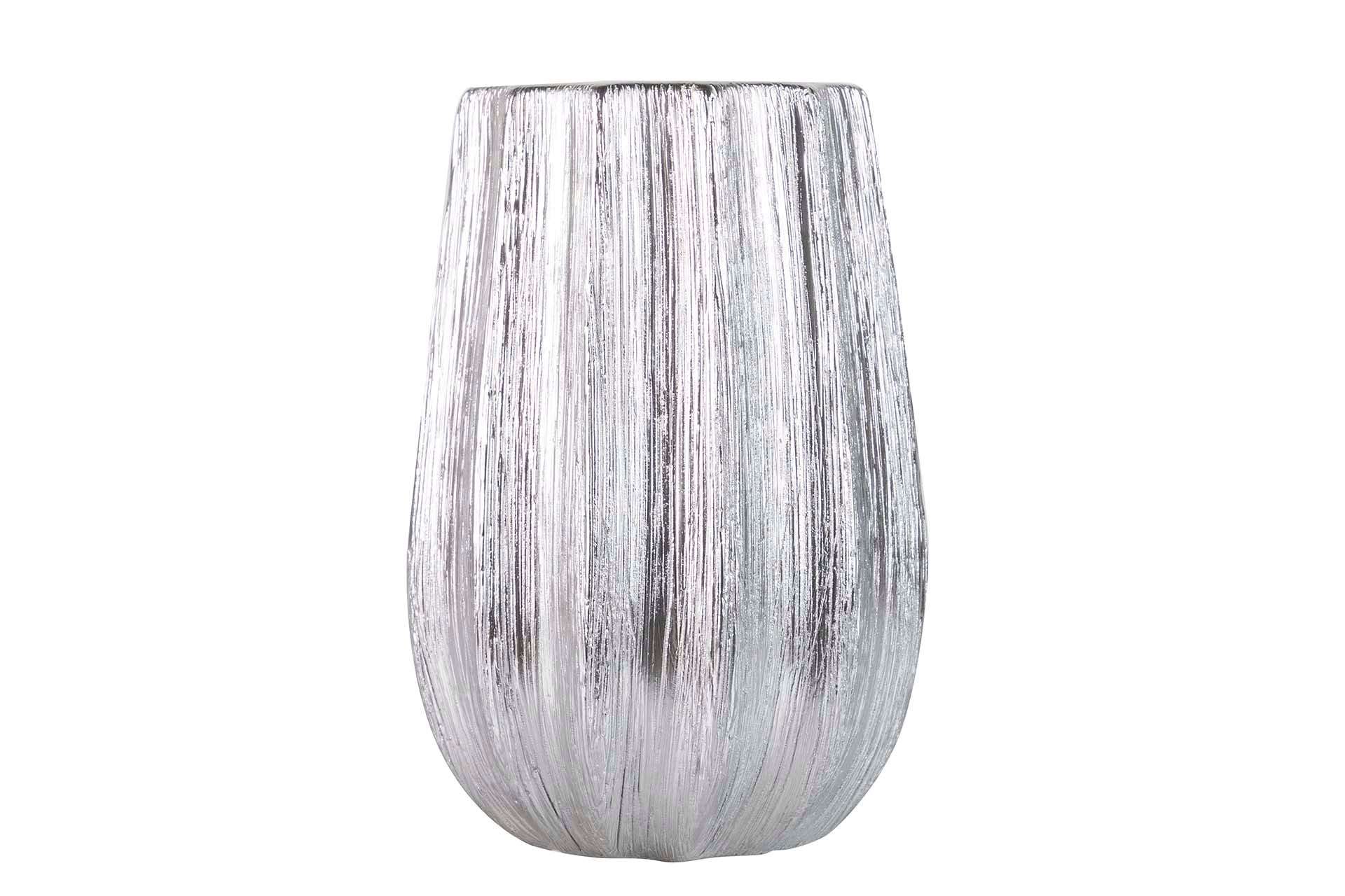 SILVER CERAMIC VASE 18x18x26 CM