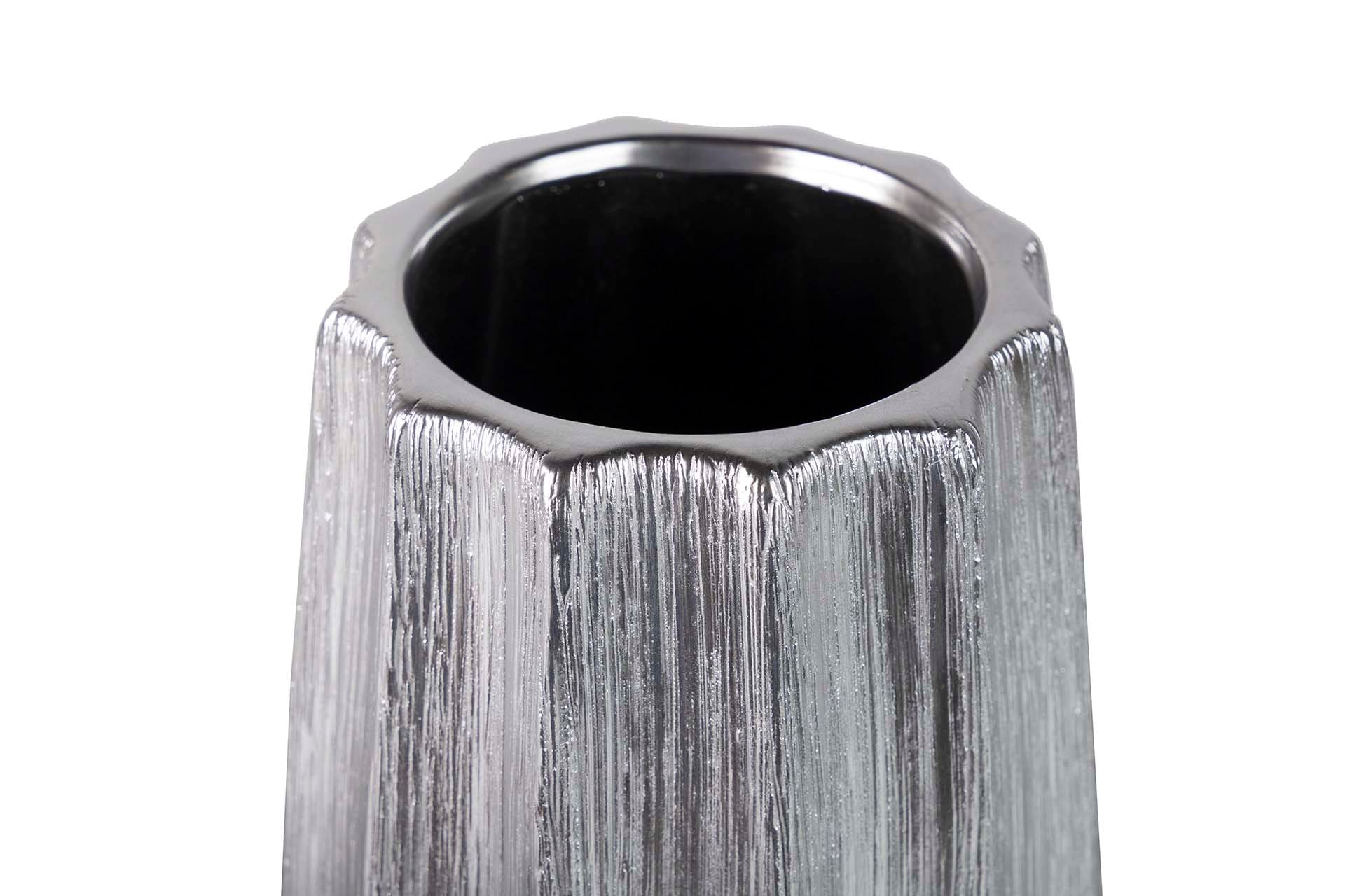 SILVER CERAMIC VASE 18x18x26 CM