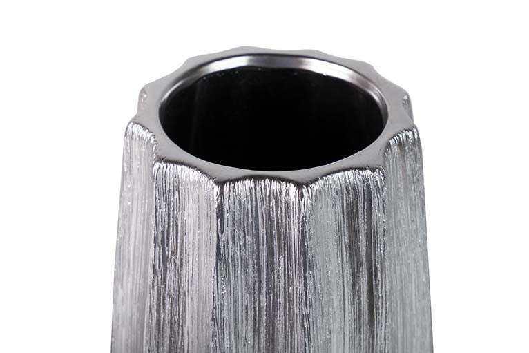 SILVER CERAMIC VASE 18x18x26 CM