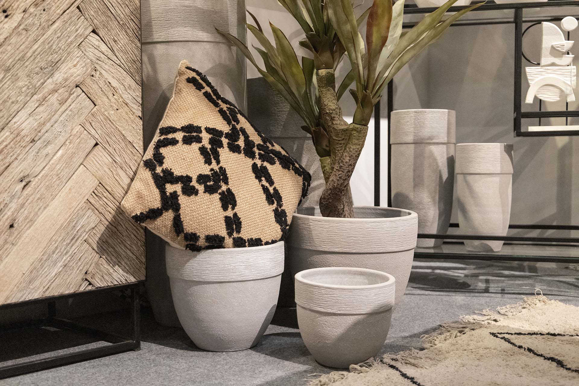 JARRON CERAMICA GRIS 16,5x16,5x30 CM