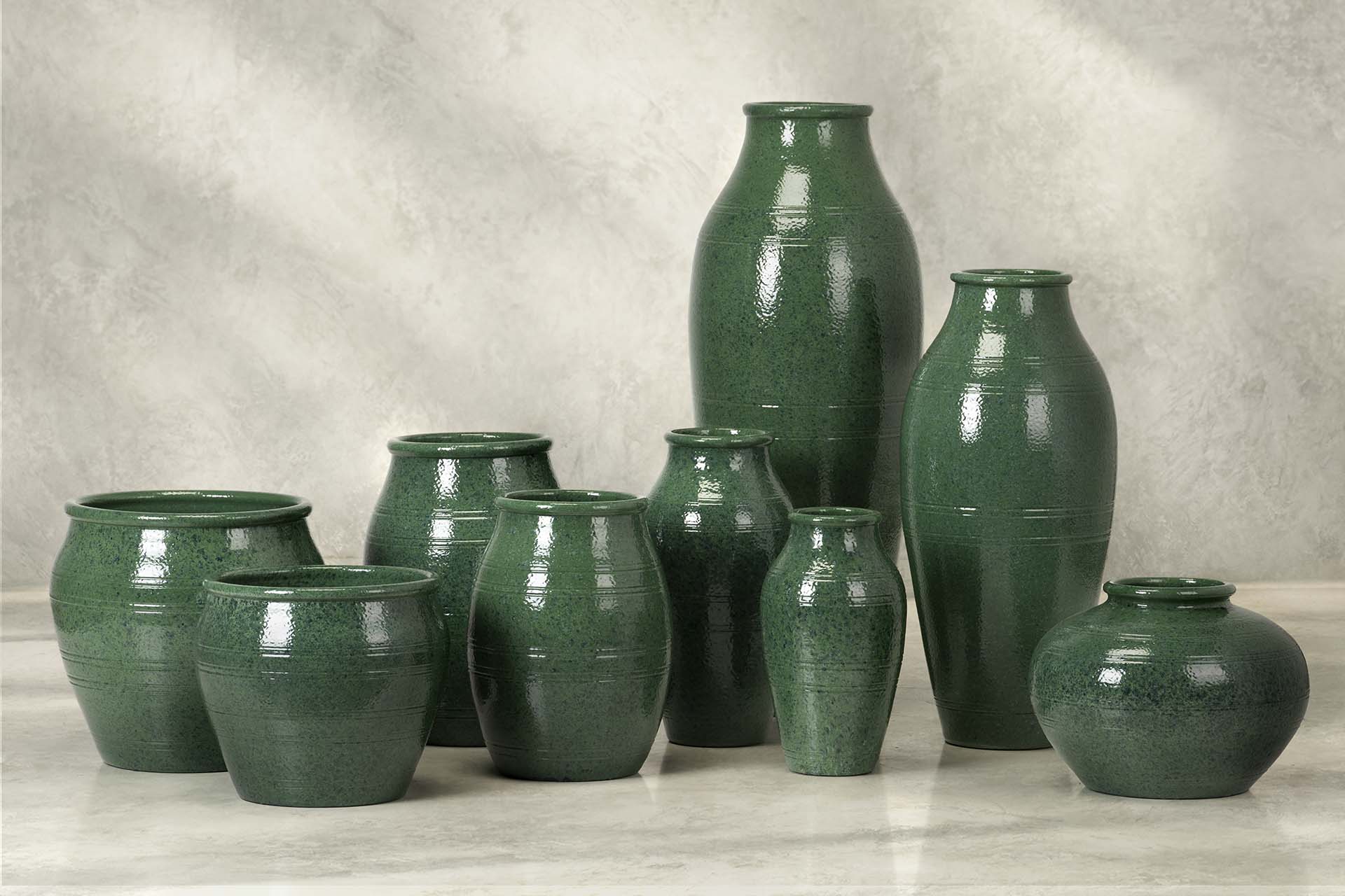 GREEN CERAMIC VASE 28x28x40 CM