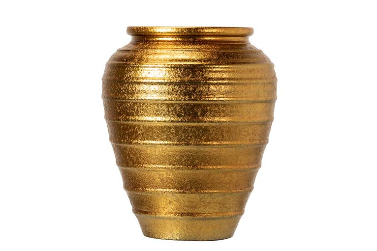 VASO DE CERÂMICA DOURADO 36x36x43 CM