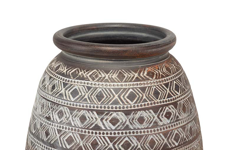 BROWN CERAMIC VASE 30x30x80 CM