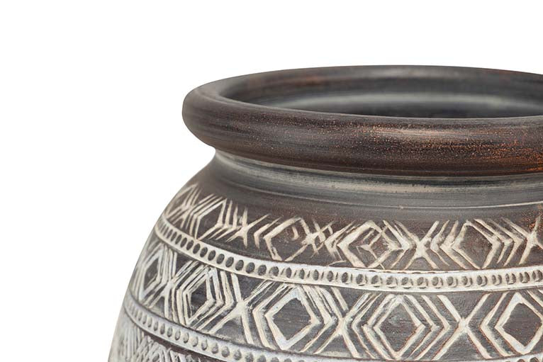 BROWN CERAMIC VASE 30x30x80 CM