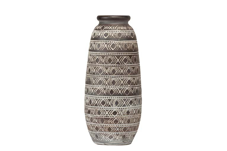 BROWN CERAMIC VASE 23x23x40 CM