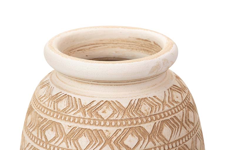 FLORERO CERAMICA BEIGE 26x26x60 M