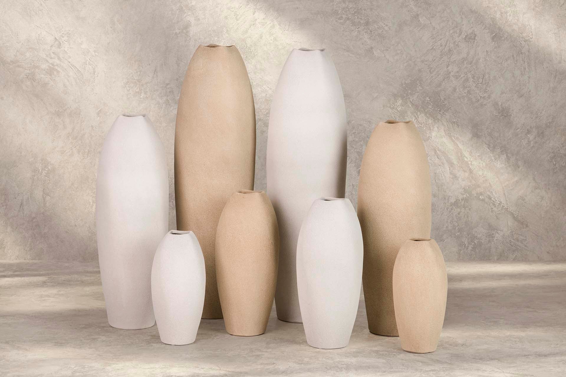 VASO DE CERÂMICA CINZA 20x20x60 CM
