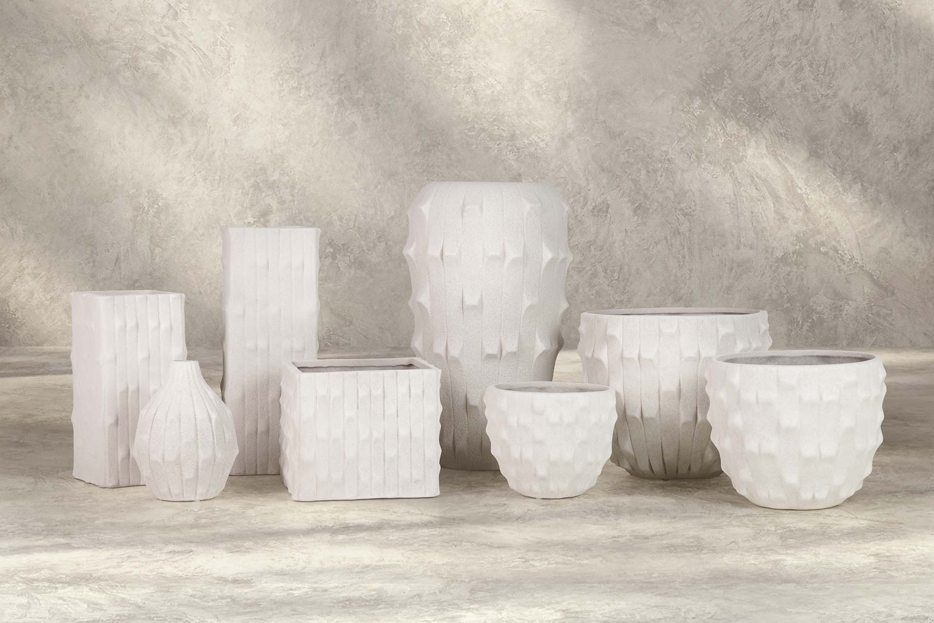 FLORERO CERAMICA BEIGE 30x30x50 CM