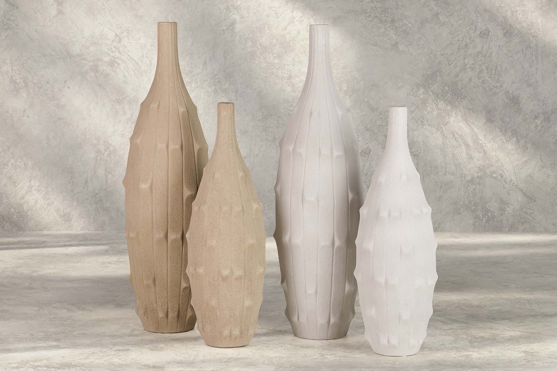 FLORERO CERAMICA BEIGE 24x24x85 CM