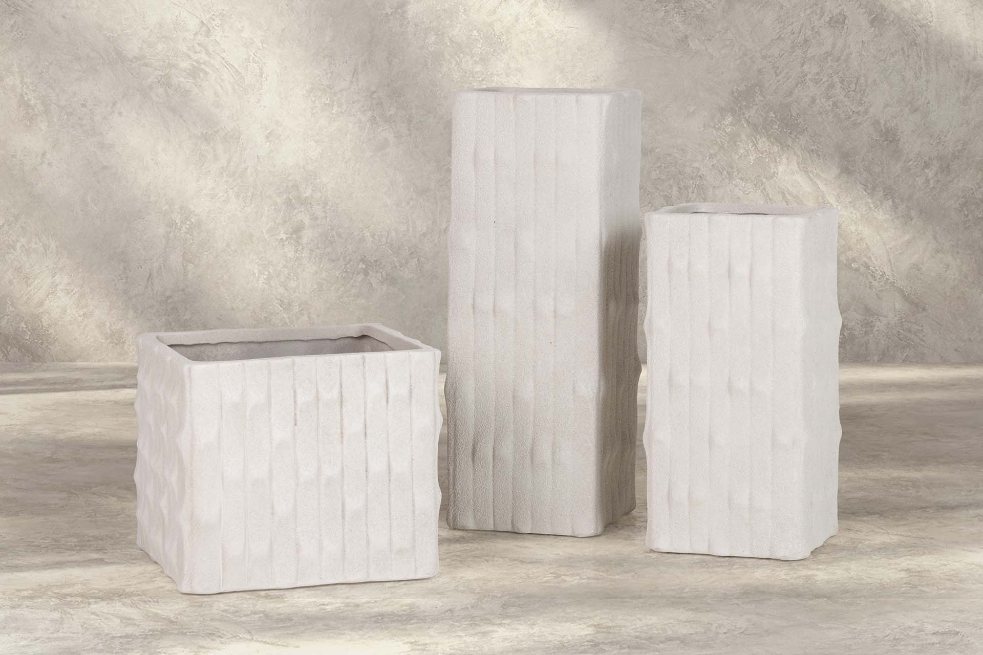 VASO DE CERÂMICA BEGE 24x24x20 CM