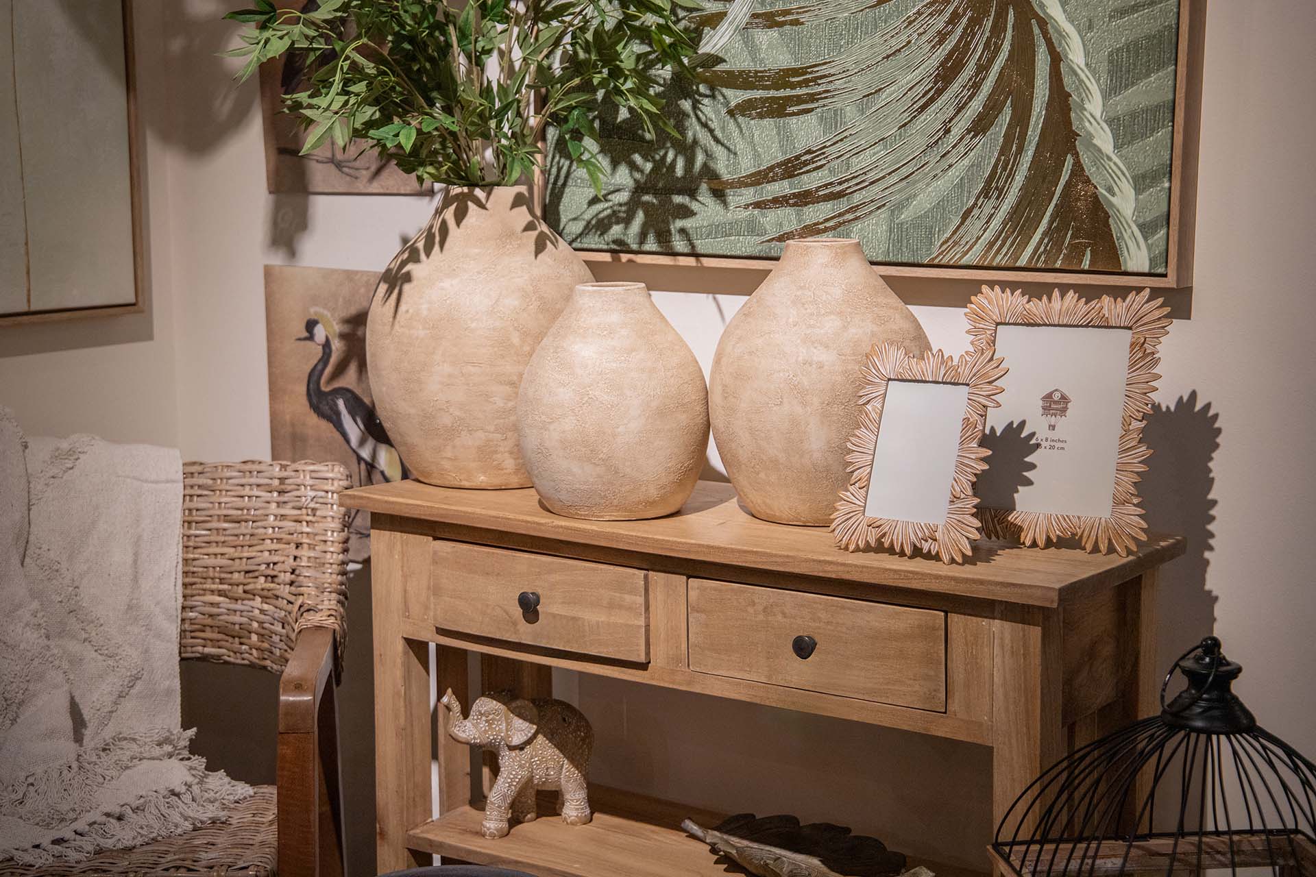 FLORERO CERAMICA BEIGE 29x29x37 CM