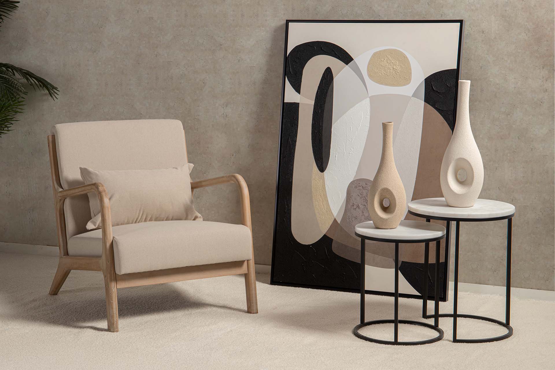 BEIGE CERAMIC VASE 17x17x50 CM