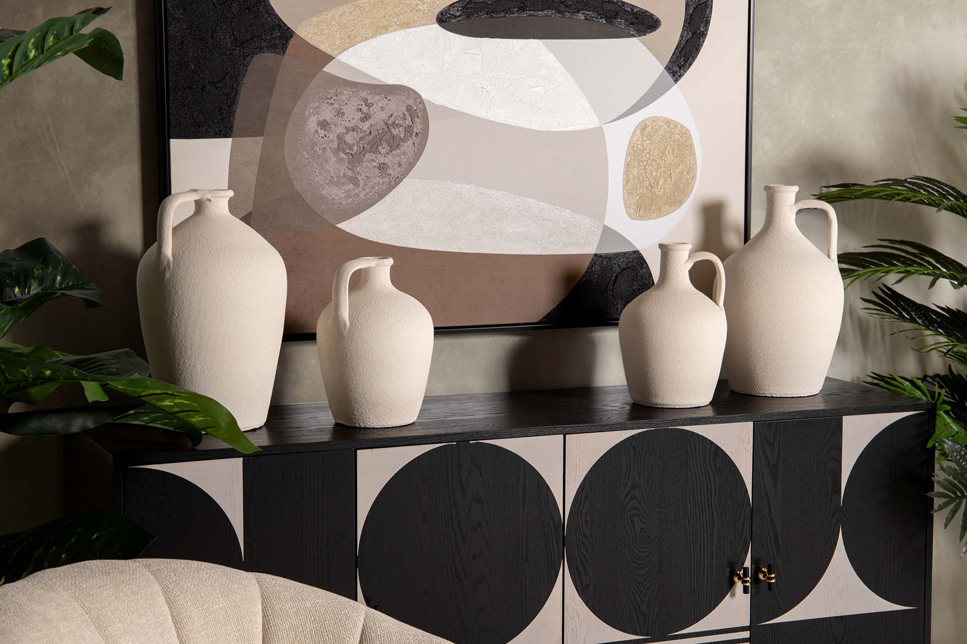 BEIGE CERAMIC VASE 25x25x40 CM