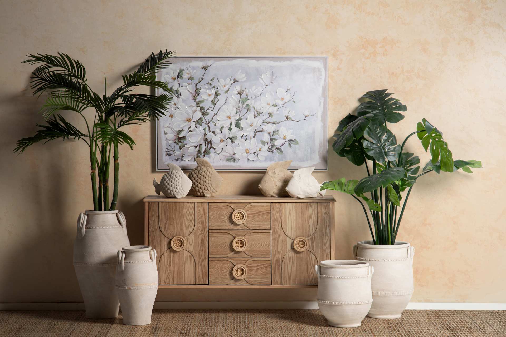 BEIGE CERAMIC VASE 27x27x50 CM