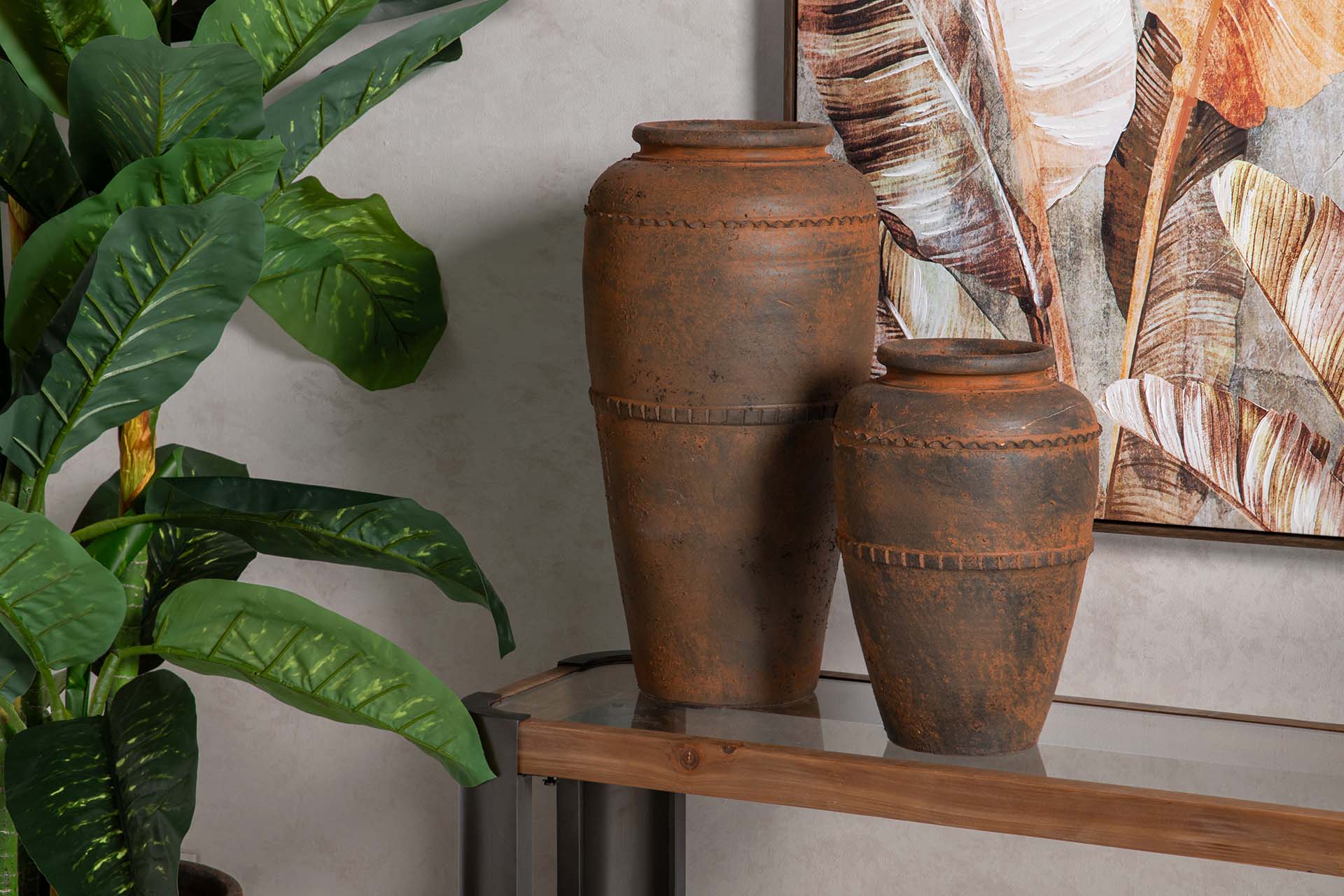 BROWN CERAMIC VASE 27x27x50 CM