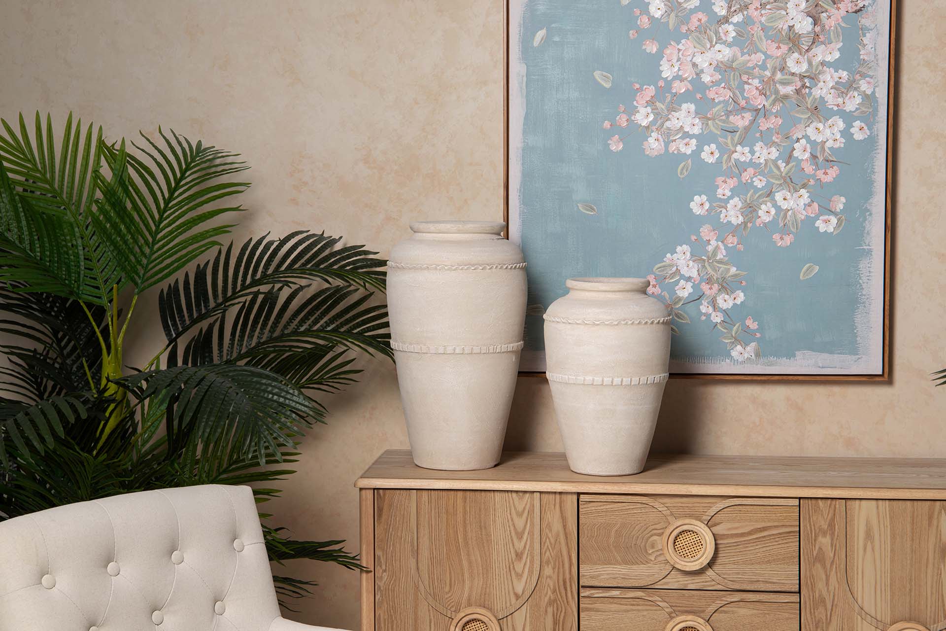 JARRON CERAMICA BEIGE 27x27x50 CM