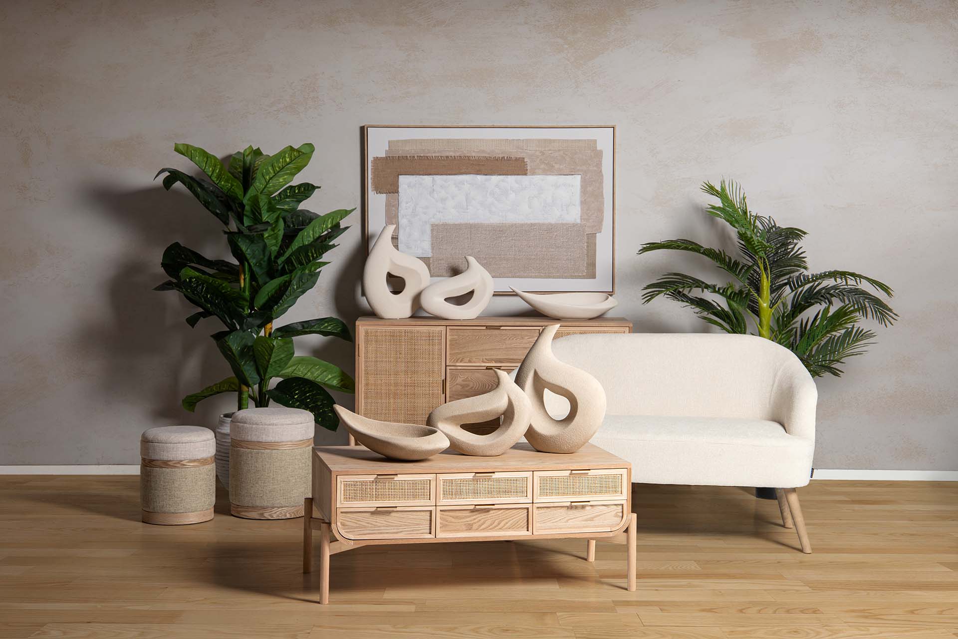 JARRON CERAMICA BEIGE 35x12x50 CM