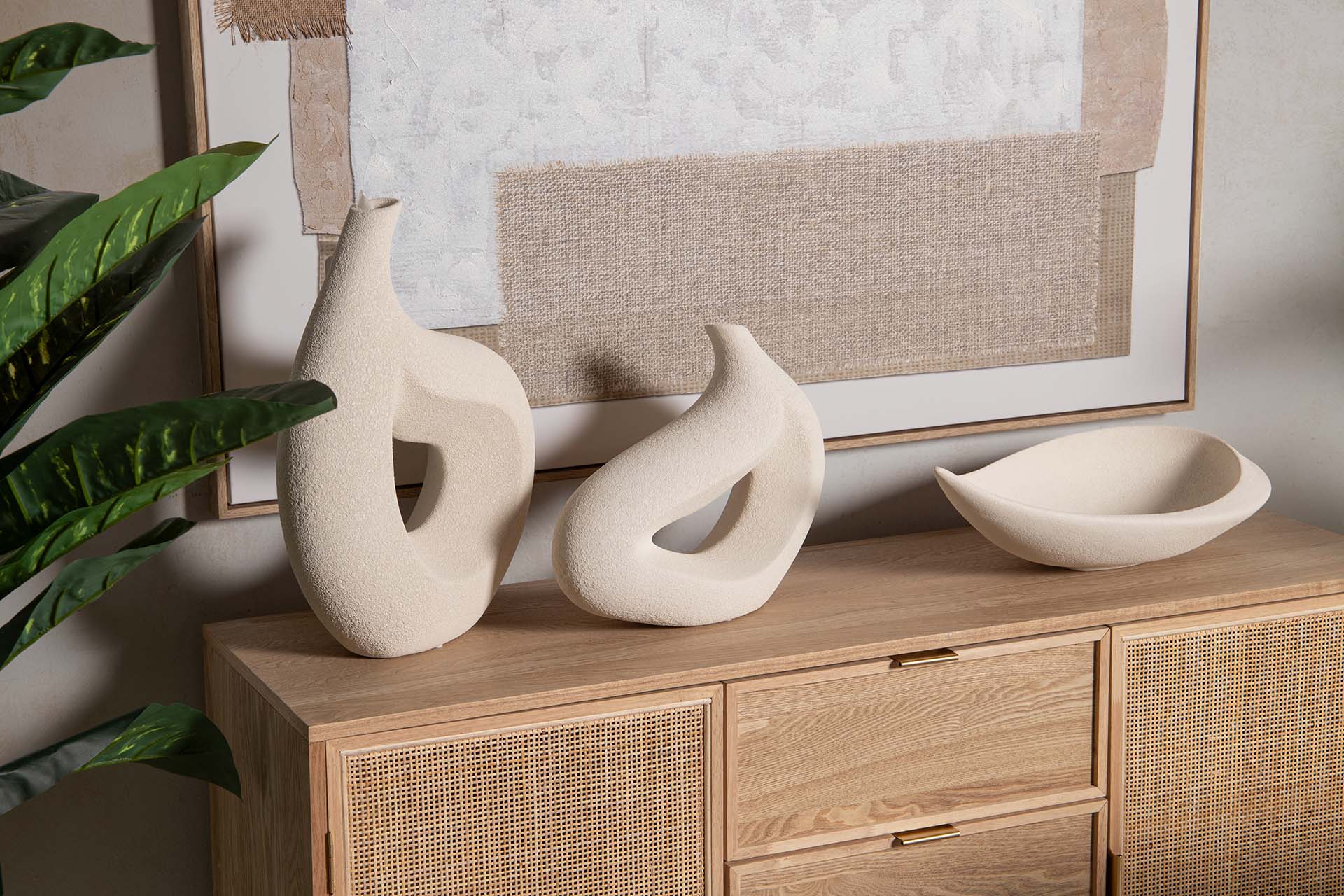 JARRON CERAMICA BEIGE 35x12x50 CM