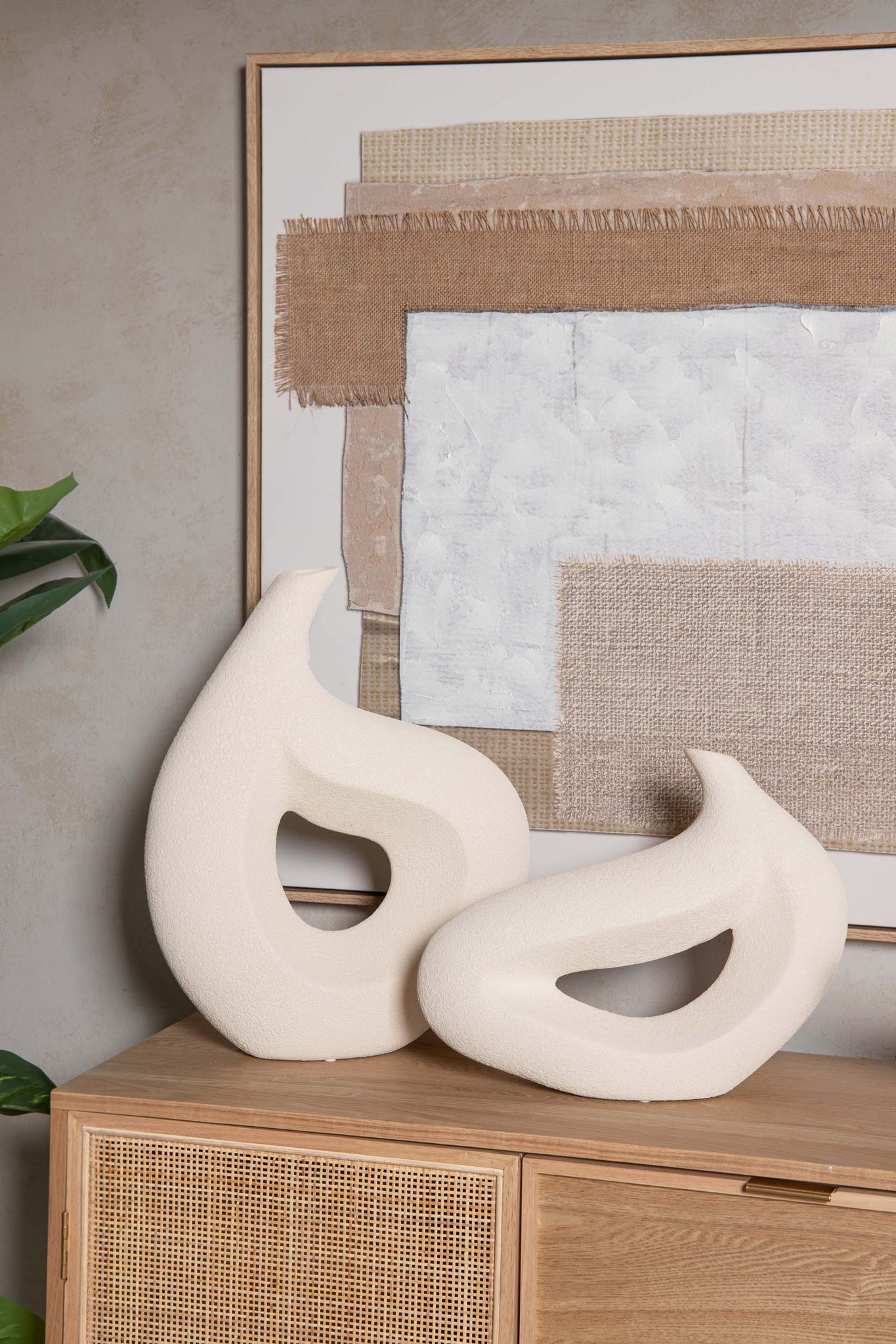 JARRON CERAMICA BEIGE 40x12x32 CM