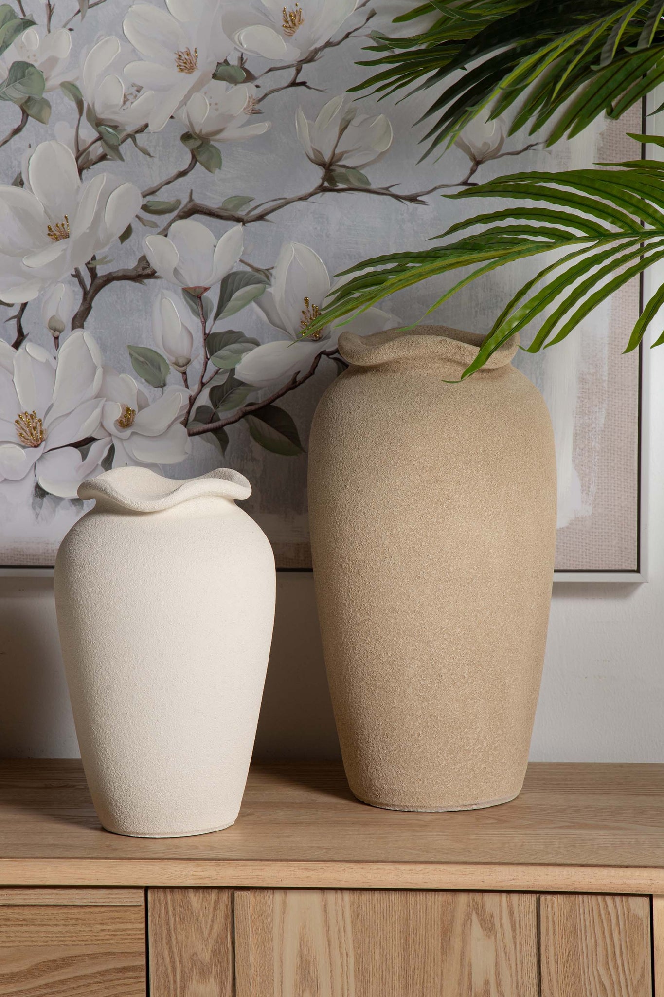 JARRON CERAMICA BEIGE 22x22x30 CM