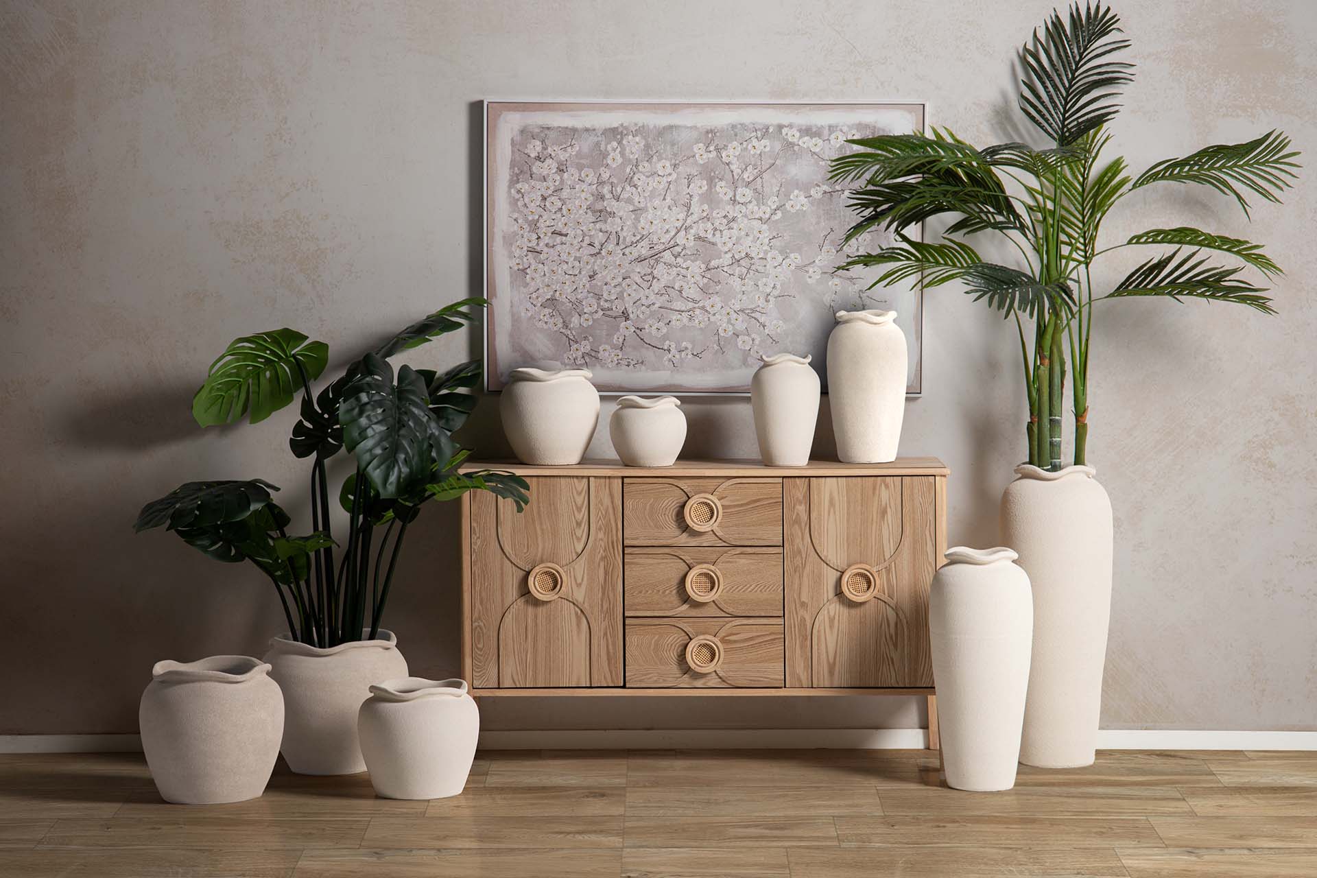 MACETERO CERAMICA BEIGE 34x34x33 CM