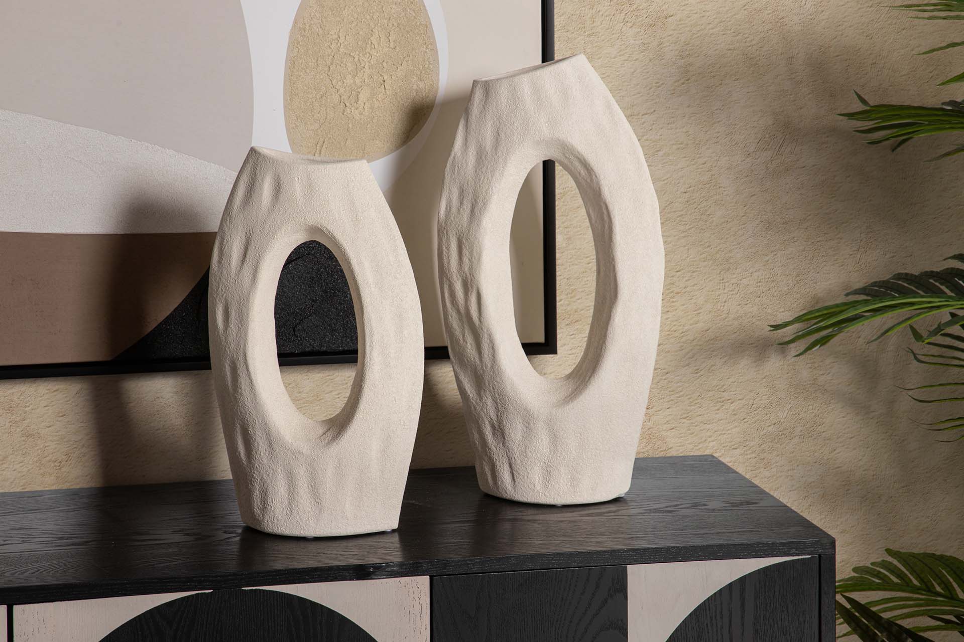 JARRON CERAMICA BEIGE 24x12x50 CM