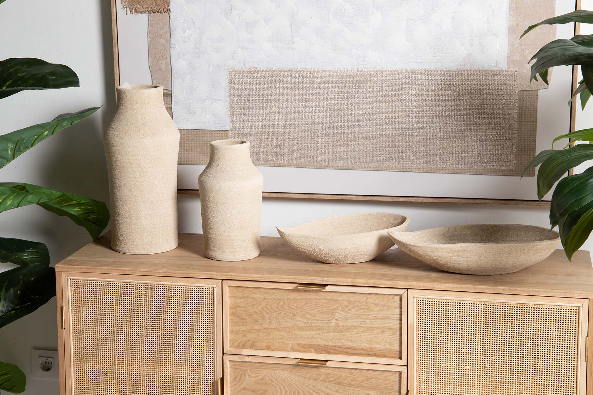 CENTRO DE MESA CERAMICA MARRON 42x23x8 CM